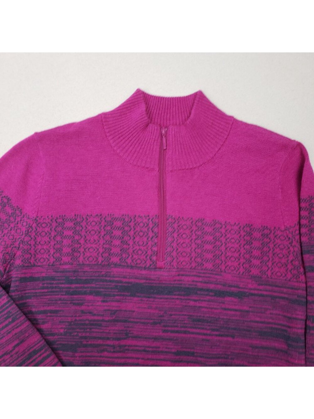 prAna Women's Rosalia Sweater 1/4 Zip Pullover Mock Neck Pink/Purple Sz S - Picture 3 of 5